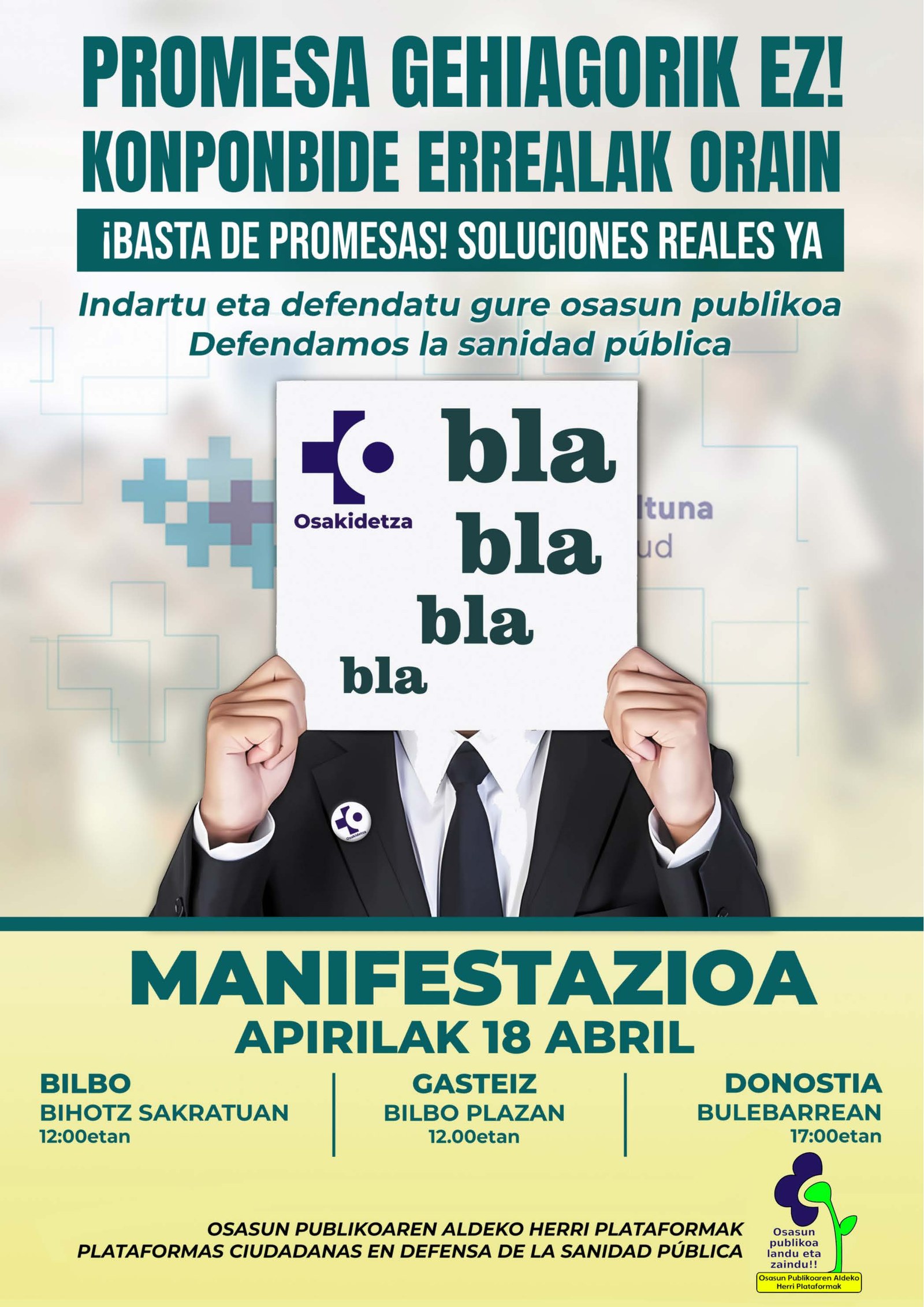 ELAk bat egingo du osasun sistema publikoa defendatzeko deitutako manifestazioekin