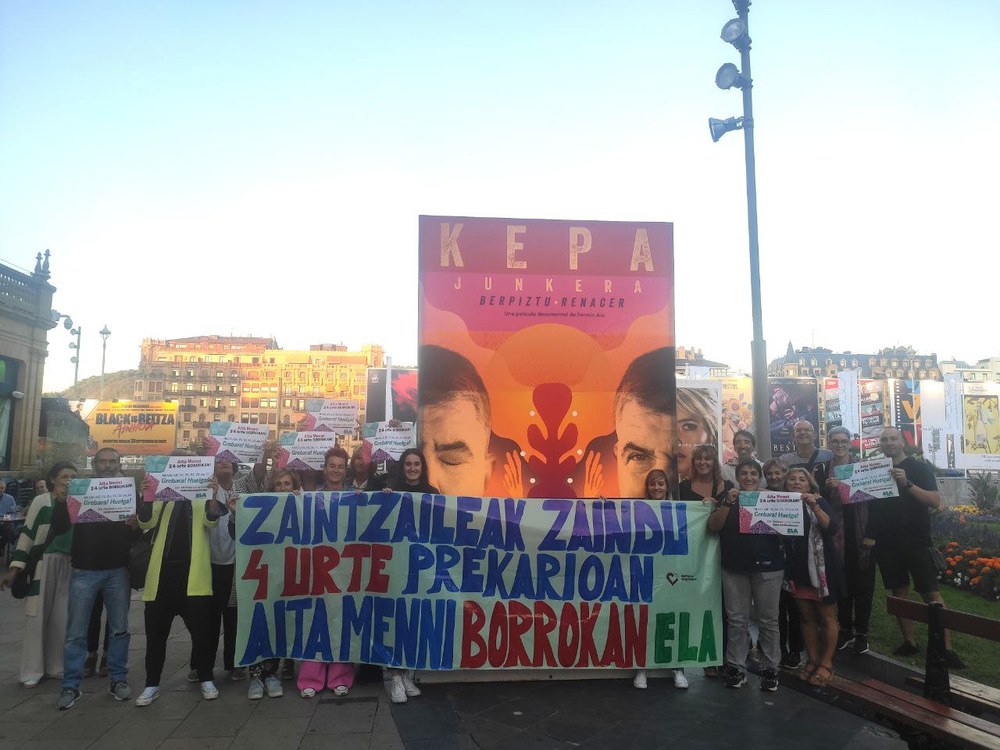 Aita Menniko grebalariek prekaritatea salatu dute Zinemaldian