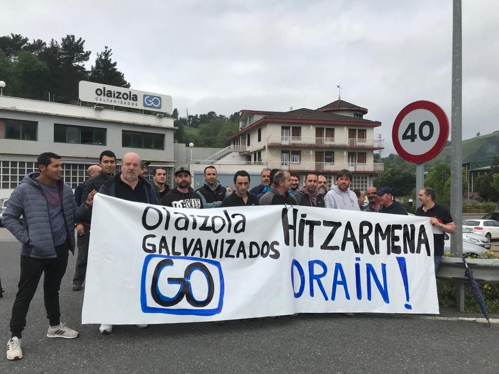 Galvanizados Olaizolako langileak greban dira bere soldaten alde borrokatzeko
