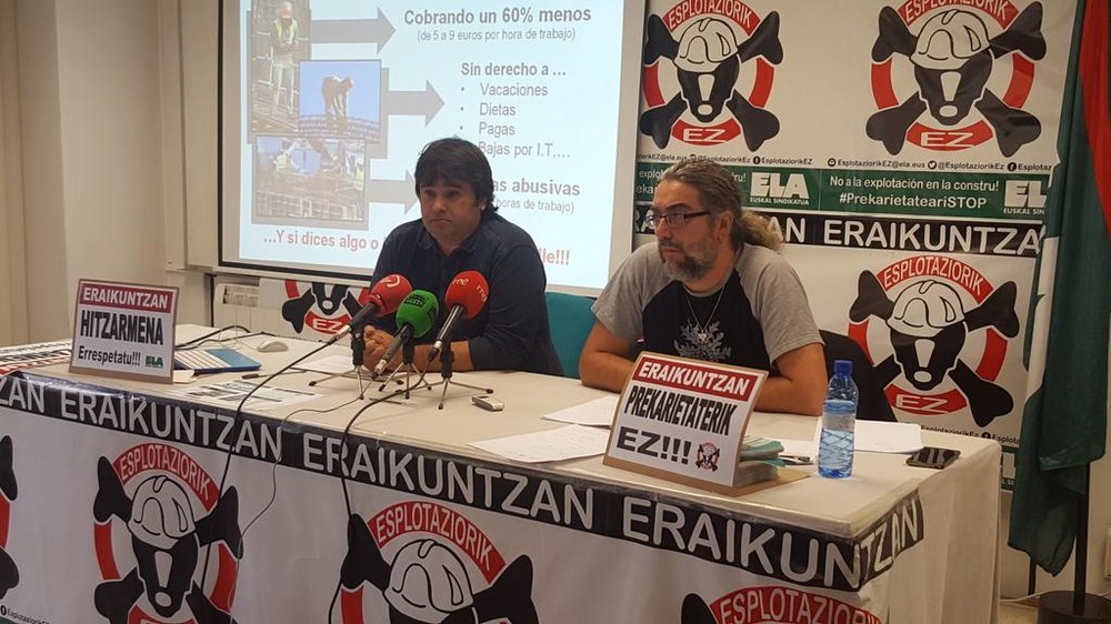 Salaketak eta mobilizazioak ugarituko ditu ELAk Gipuzkoako eraikuntzan prekarietatea eta iruzurra ezabatzeko