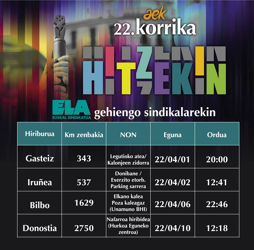 ELAk bat egingo du Korrikaren 22. ekitaldiarekin