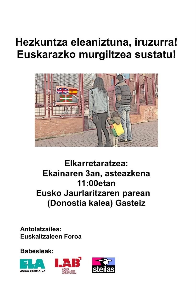 ELAk parte hartuko du murgiltze eredua defendatzeko elkarretaratzean