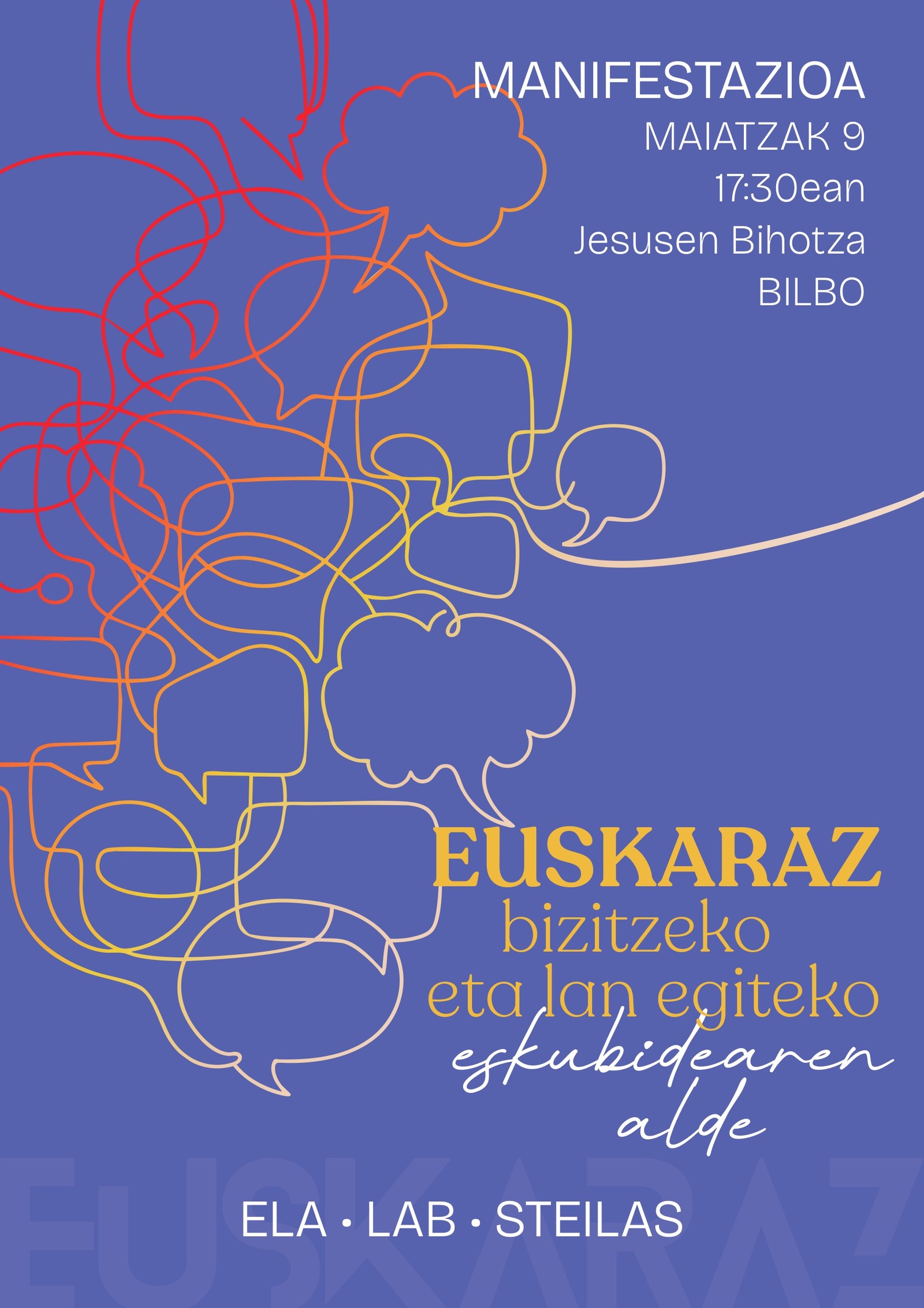 PSE-EEren eta beste eragile euskarafoboen presio kanpaina gainditzera deitu dute ELAk, LABek eta Steilasek