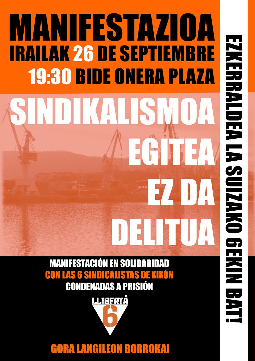 La Suizako langileei elkartasuna adierazteko manifestazioa ostegunean Barakaldon