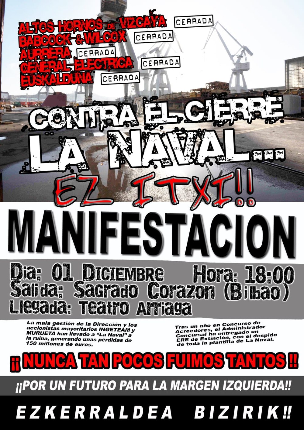 La Naval-en etorkizunaren aldeko manifestazioa abenduaren 1ean