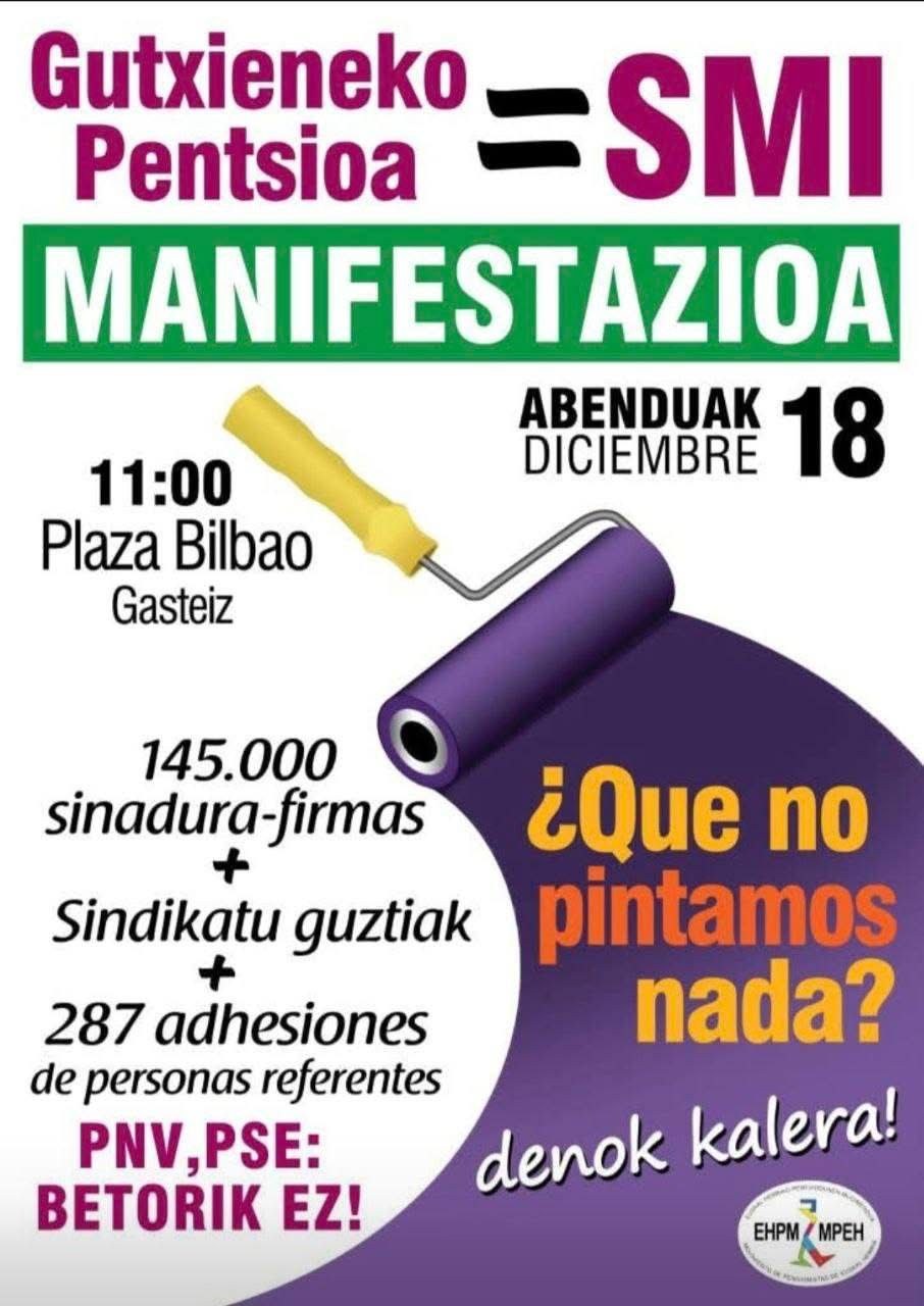 ELA abenduaren 18an Gasteizen deitutako mobilizazioan izango da