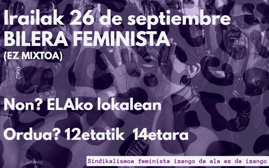 Irailaren 26an bilera feminista Gasteizko lokalean