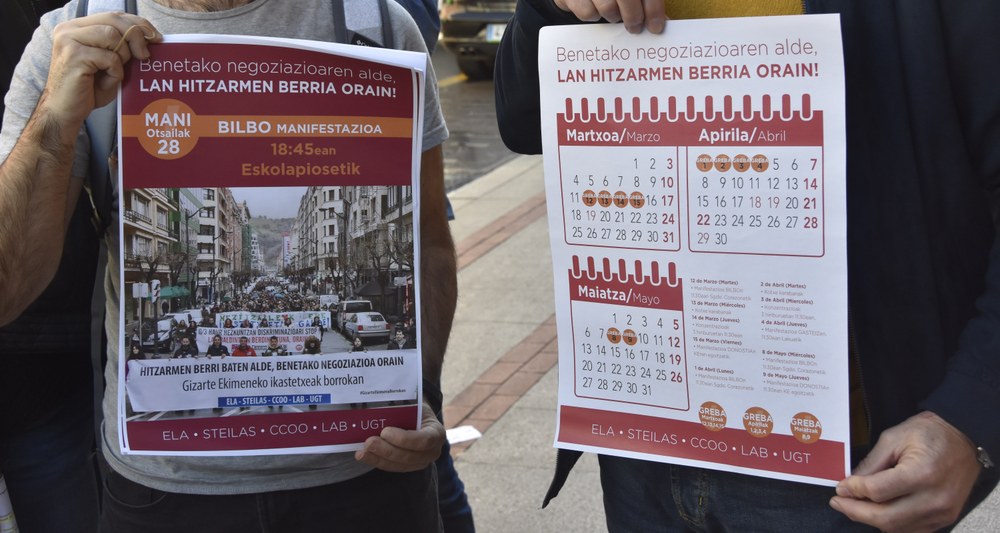 ELA, Steilas, CCOO, LAB eta UGTk Gizarte Ekimeneko ikastetxetan deitutako hamar greba egunen deialdia erregistratu dute
