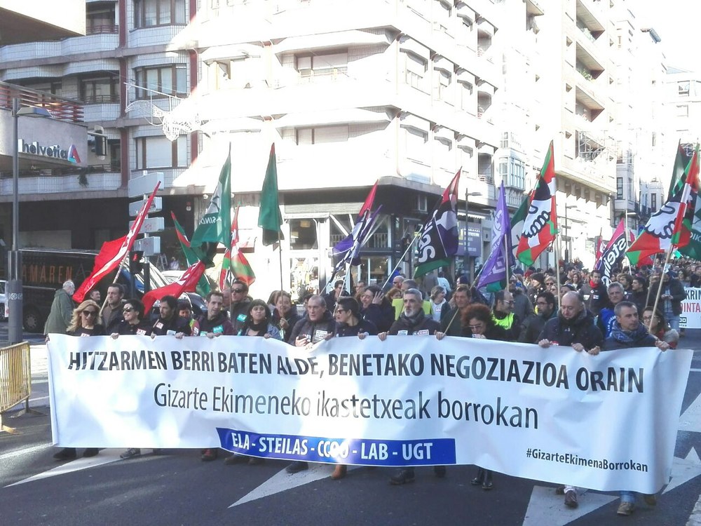 Gizarte Ekimeneko ikastetxeetan deitutako grebak babes zabala jaso du