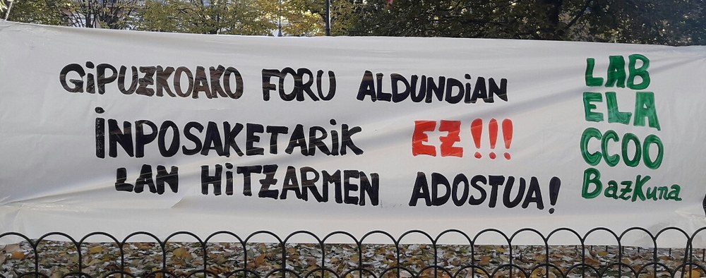 Lan hitzarmenaren aldeko mobilizazioak Gipuzkoako Aldundian