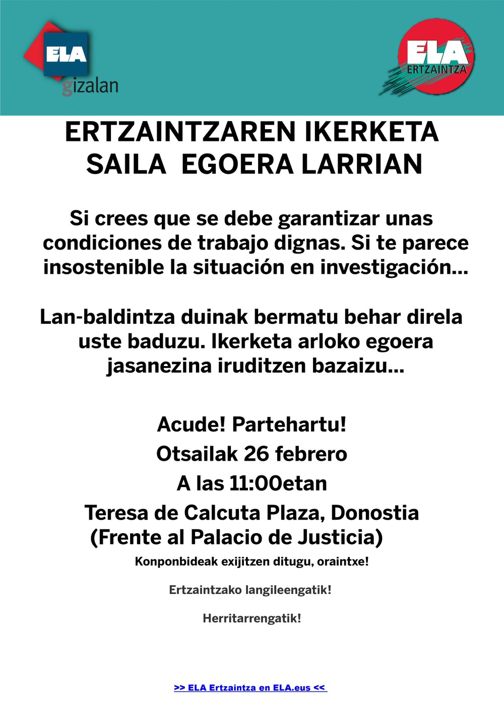 Ertzaintzaren ikerketa saila egoera larrian