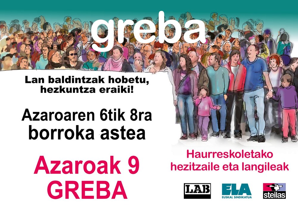 Haurreskoletan borroka astea izango da hau eta azaroaren 9an greba egingo da