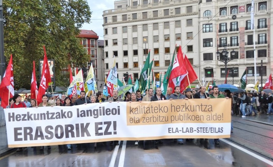 Manifestazioak Donostia, Bilbo eta Gasteizen Eusko Jaurlaritzaren murrizketa politika salatuz