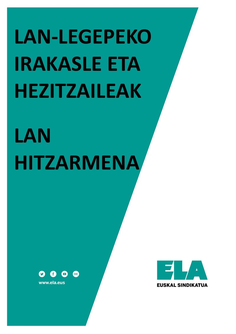 Lan-legepeko irakasle eta hezitzaileak. Lan hitzarmena
