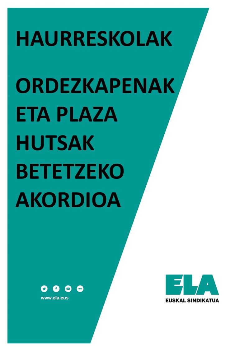 Haurreskolak. Ordezkapenak eta plaza hutsak betetzeko akordioa