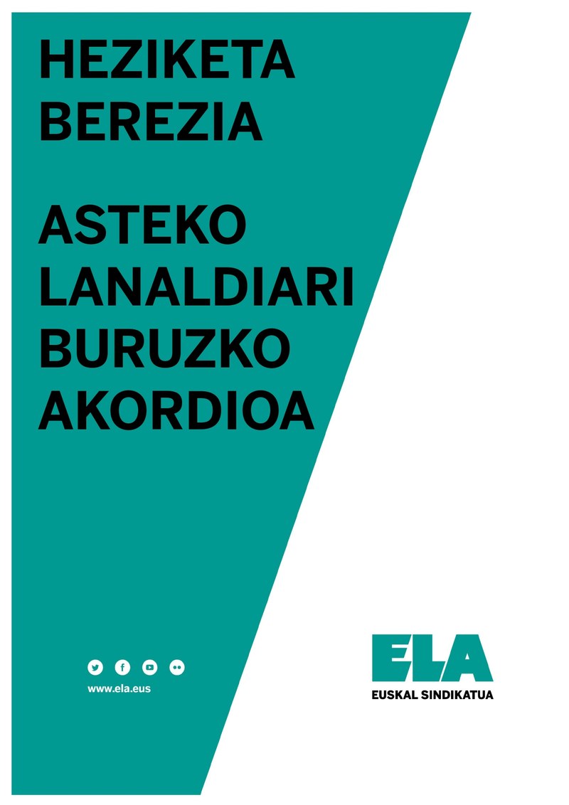 Heziketa berezia. Asteko lanaldiari buruzko akordioa
