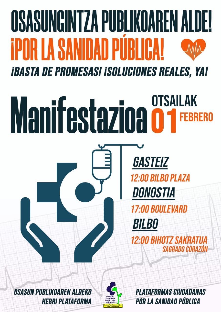 ELAk babestu ditu larunbatean osasun publikoaren alde deitutako mobilizazioak