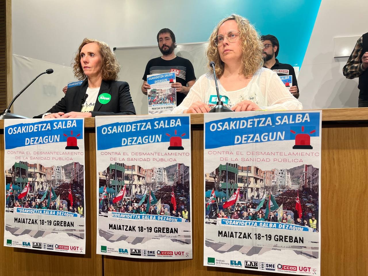 Greba maiatzaren 18an eta 19an, osasungintza publikoaren desegitea salatzeko Greba maiatzaren 18an eta 19an, osasungintza publikoaren desegitea salatzeko