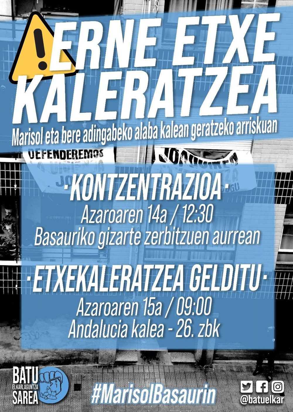 Azaroaren 15ean Marisol eta bere adin txikiko alabaren etxegabetzea deituta dago Basaurin