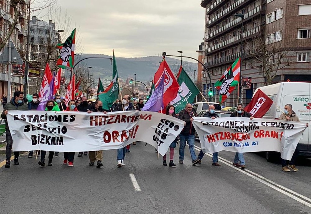 Bizkaiko gasolina-zerbitzuguneetako langileen mobilizazioa