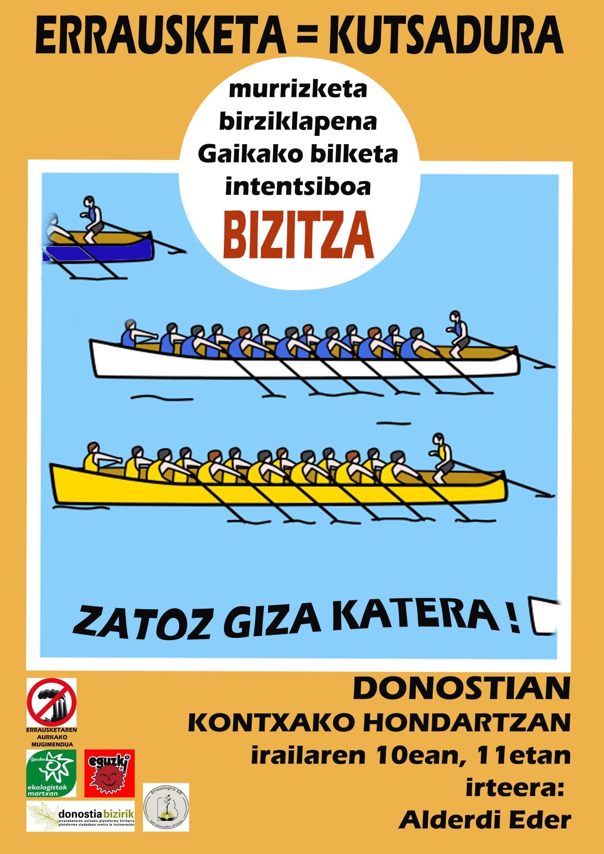 Kontxako estropadan egingo den errausketaren aurkako giza katea babestu du ELAk Kontxako estropadan egingo den errausketaren aurkako giza katea babestu du ELAk