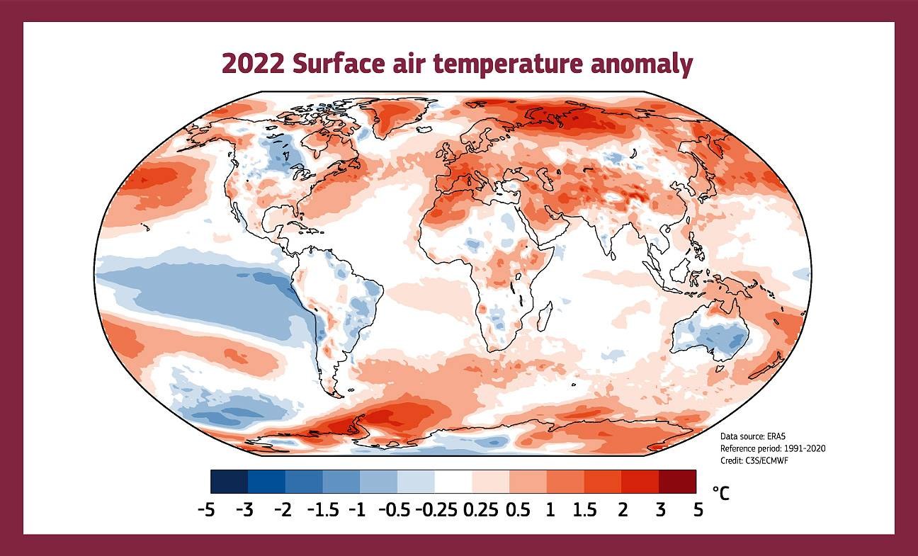 Larrialdi klimatikoa ikusten ez duenarentzat: 2022an tenperatura eta CO2 kontzentrazio altuen errekorrak izan dira, eta ondorioak latzak
