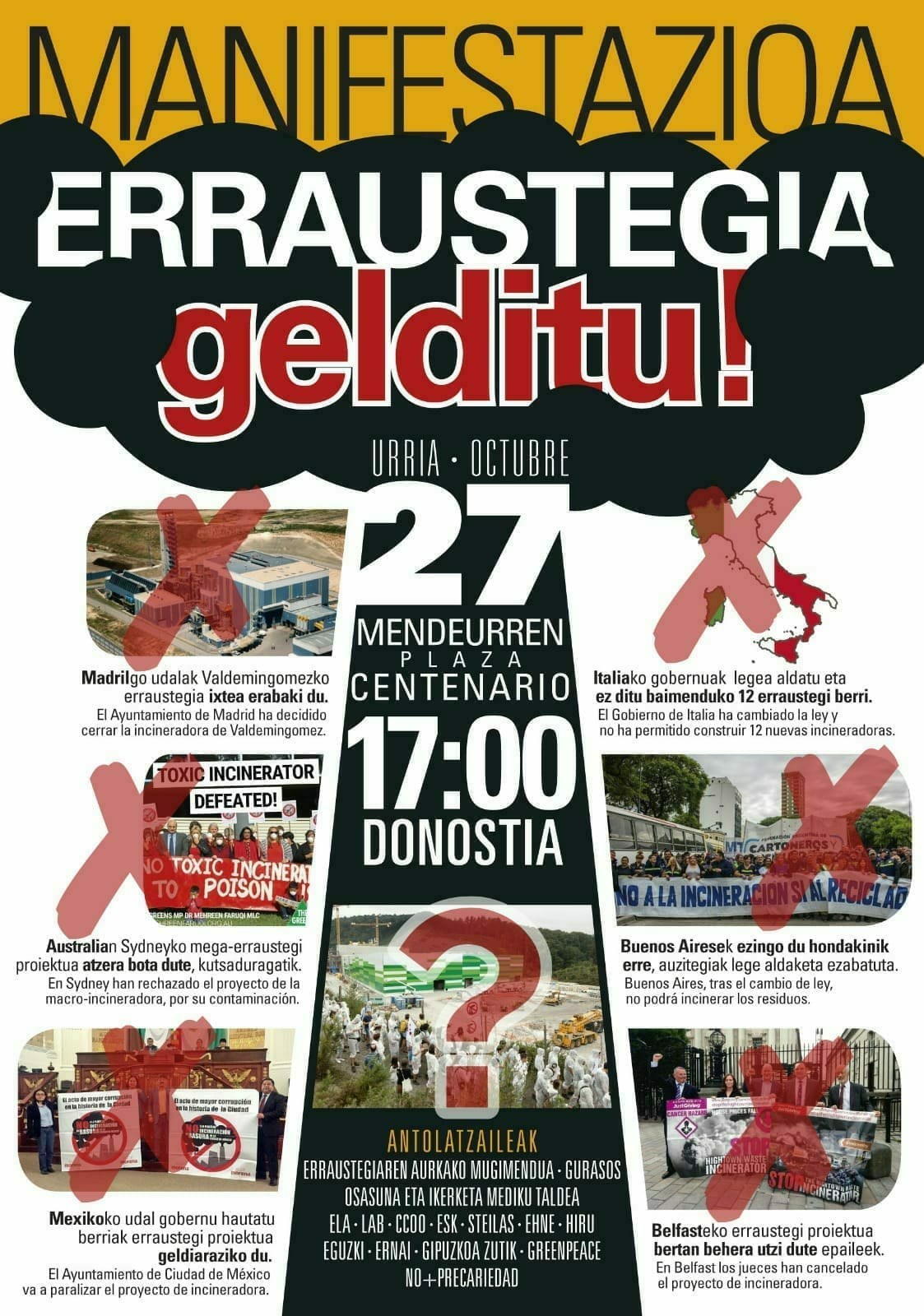 Manifestazioa "Erraustegia gelditu!" lemapean