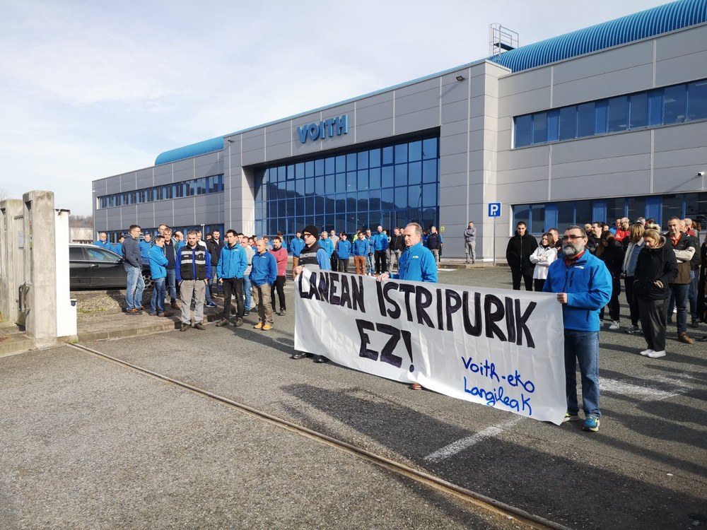 Elkarretaratzea Voith Paperreko langile baten heriotza salatzeko