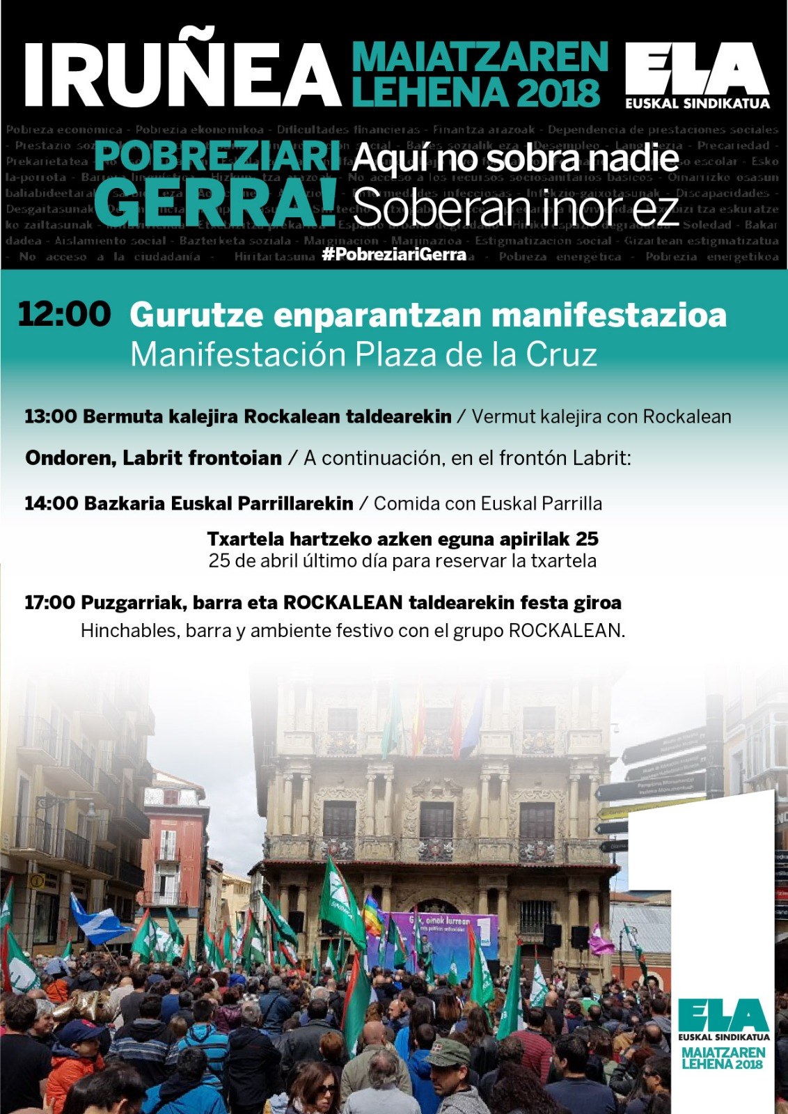 Maiatzaren Lehena Iruñean: #PobreziariGerra