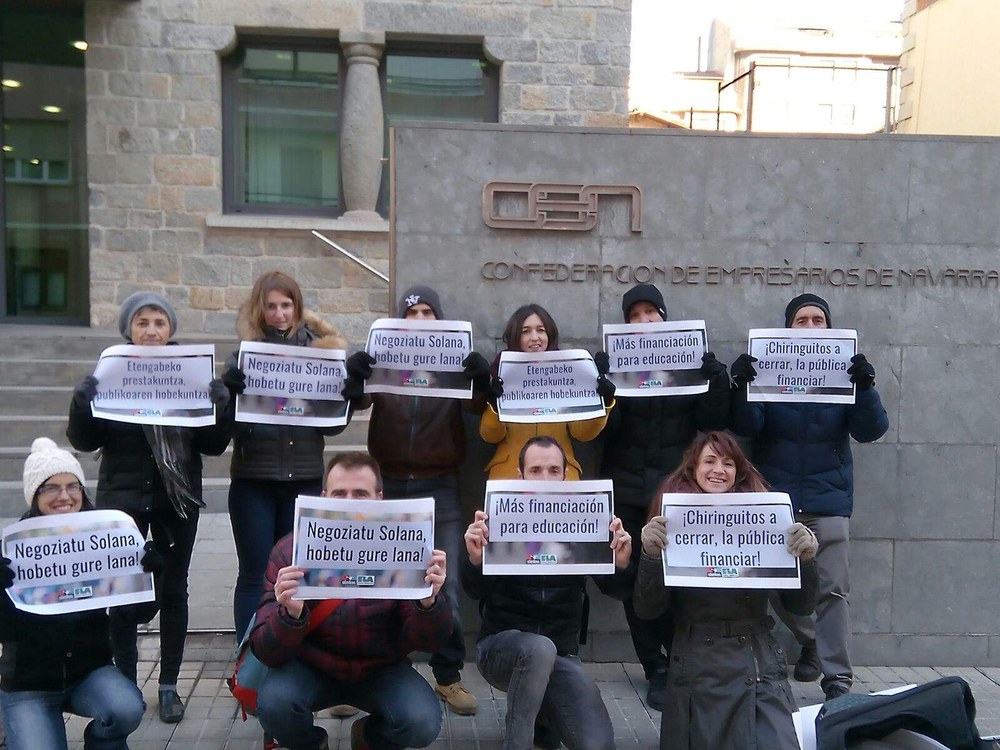 Nafarroako Gobernuari exijitzen diote lanerako formakuntza eskaintza Hezkuntza Departamentuak antola eta eskain dezala
