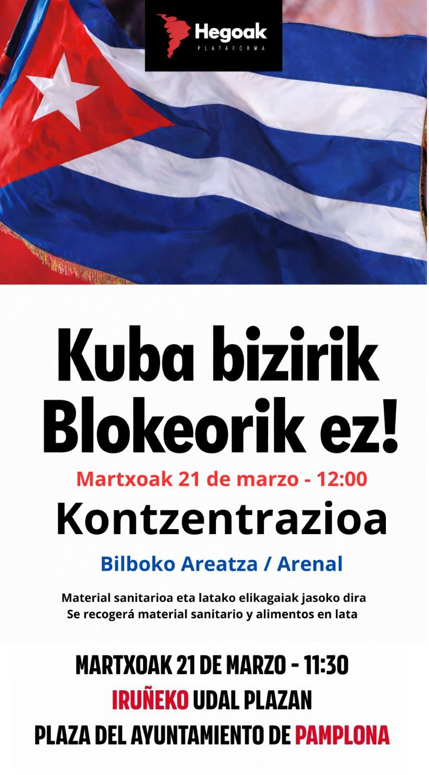 "Kuba Bizirik. Blokeorik ez!" kontzentrazioak
