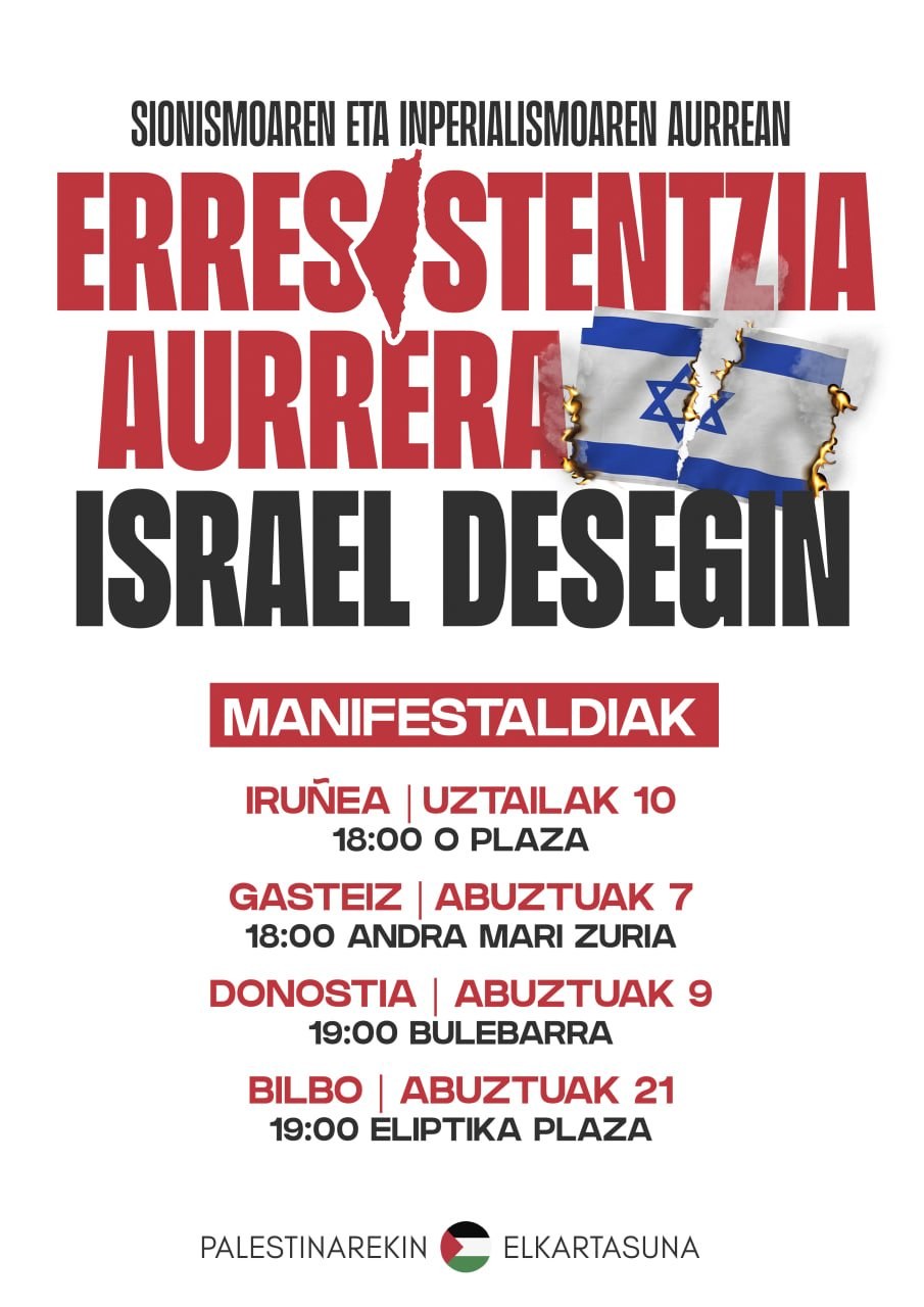 ELAk Palestinarekin Elkartasunak deitutako mobilizazioetan parte hartuko du
