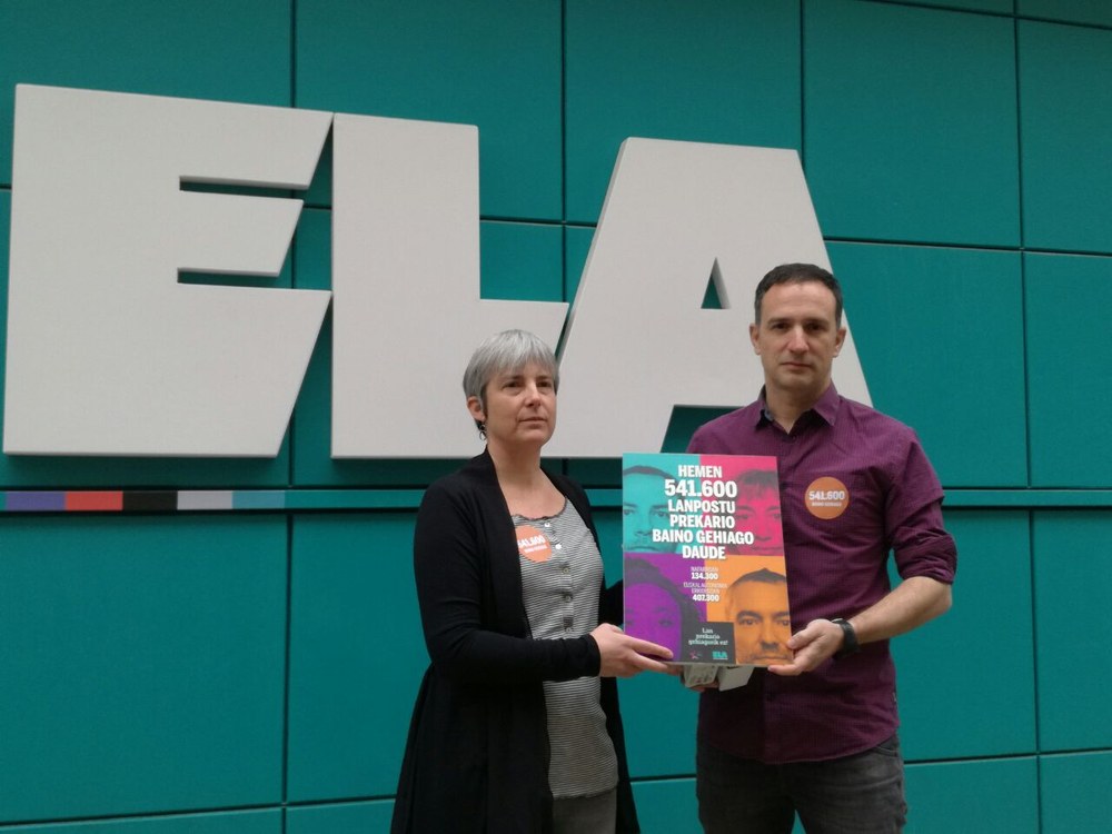 Hego Euskal Herriko 541.000 langile prekarioen egoera iraultzeko egitasmoa jarri du martxan ELAk