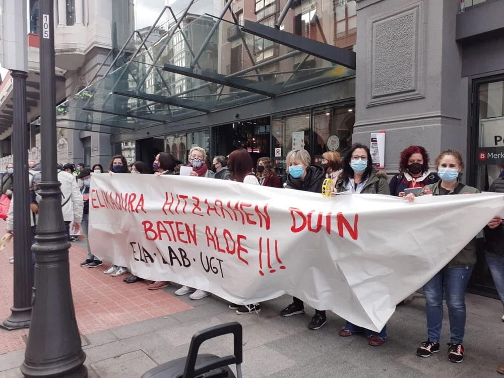 ELAk, LABek eta UGTk mobilizazioak deitu dituzte Bizkaiko elikadura-hitzarmenaren alde