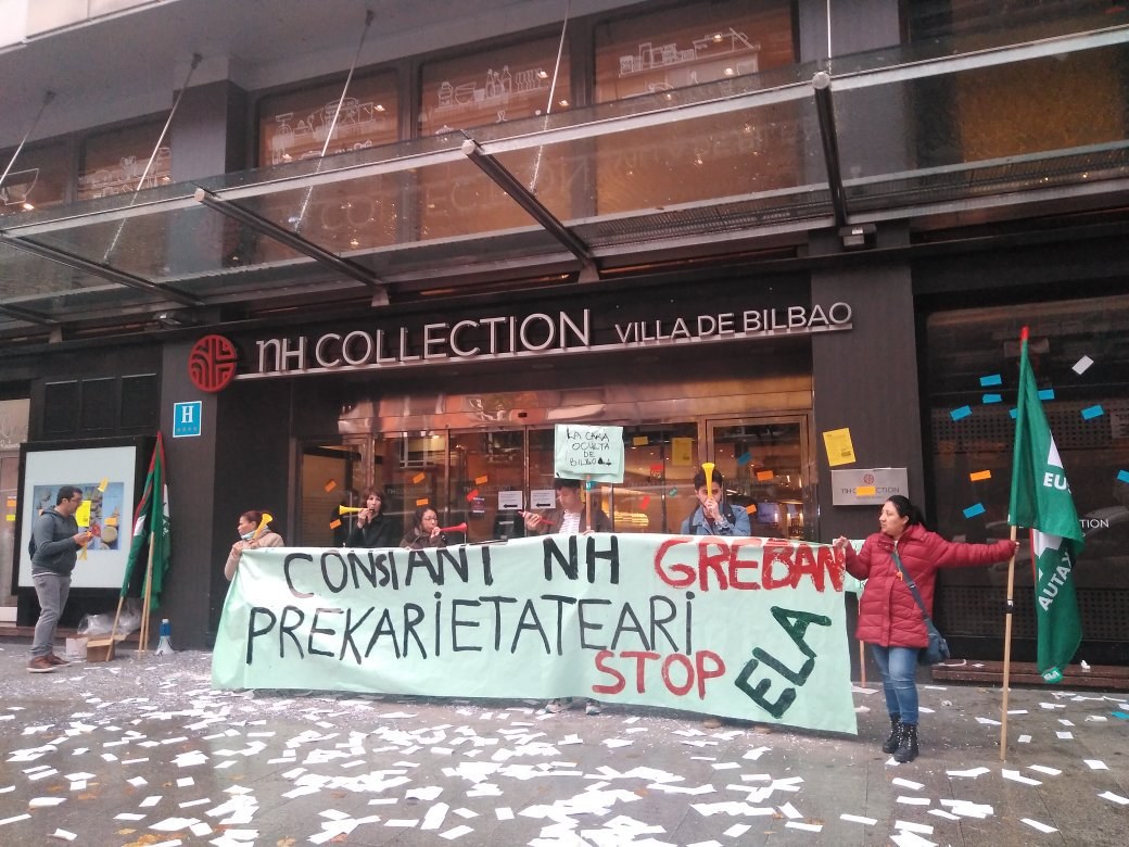 Esklabotasunaren aurkako greba mugagabea NH eta Barceló-Nervión hoteletan