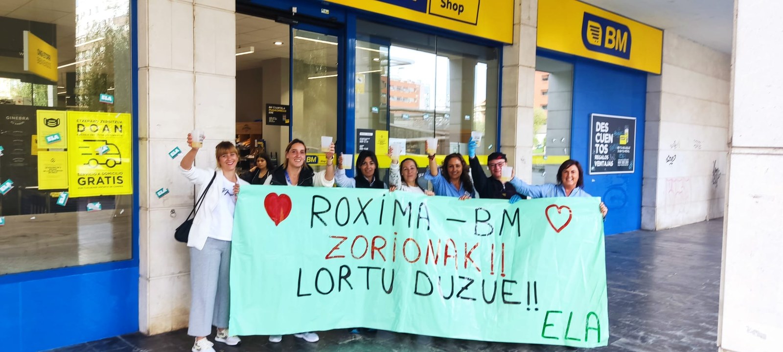 Roximako langileak, Barakaldoko BM supermerkatuetako frankizia, BMn sartuko dira, greba mugagabe arrakastatsu bati esker