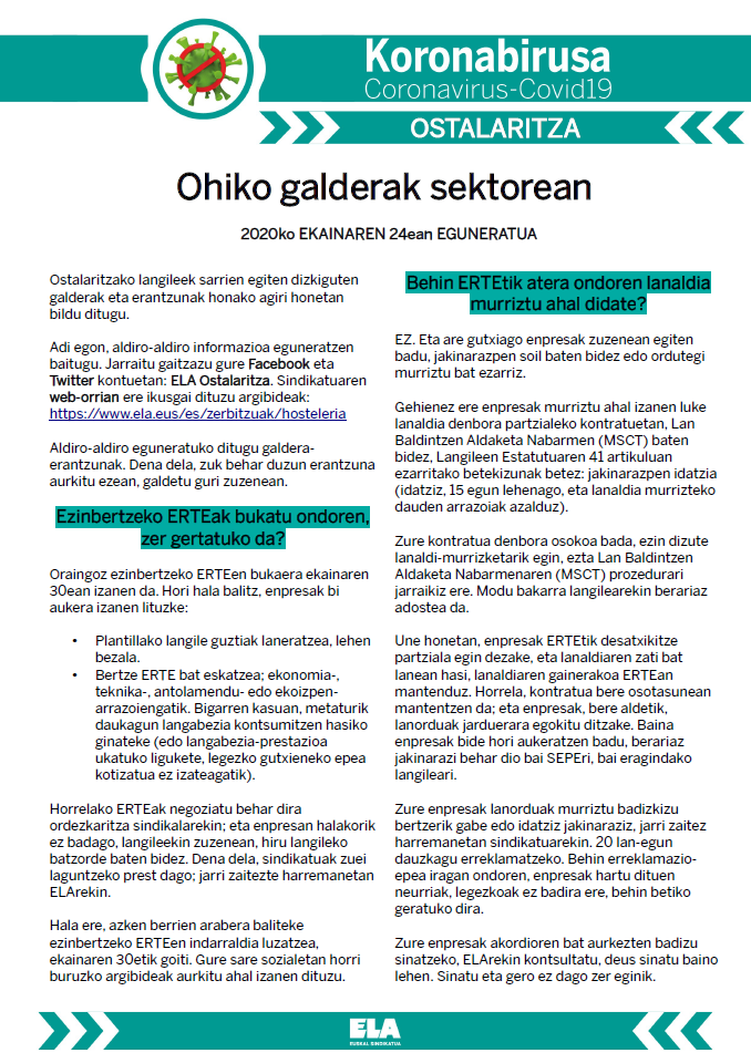 Ohiko galderak sektorean